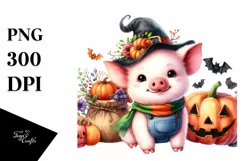 Cute Baby Pig in Vibrant Watercolor Product Image 3
