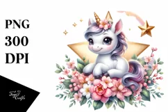 Smiling Babyunicorn Jasmine Floral Clipart Product Image 3
