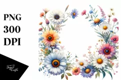 Colorful Daisy Floral Frame, Transparent PNG Product Image 1