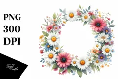 Colorful Daisy Floral Frame, Transparent PNG Product Image 1