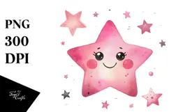 Watercolor Pinkish Star PNG Product Image 1