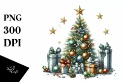 Retro Christmas Tree Gifts PNG Product Image 1