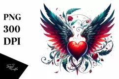 Digital Painting Heart with Wings PNG Product Image 1