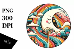 Retro Colorful Half Moon Clipart PNG Product Image 1