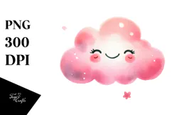 Watercolor Pinkish Cloud PNG Product Image 1