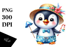 Cute Baby Penguin, Beach Ready PNG Product Image 1
