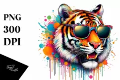 Colorful Tiger Sunglasses Clipart Product Image 1