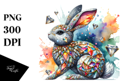 Colorful Bunny made of Diamonds PNG Product Image 1