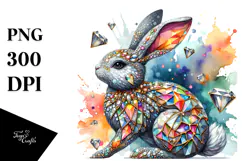Colorful Bunny made of Diamonds PNG Product Image 1