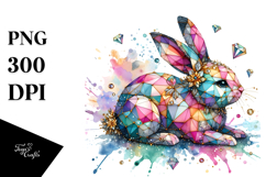 Colorful Bunny made of Diamonds PNG Product Image 1