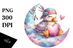 Colorful Pastel Duck on Half Moon PNG Product Image 1