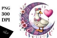 Colorful Pastel Duck on Half Moon PNG Product Image 1
