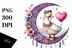 Colorful Pastel Duck on Half Moon PNG Product Image 1