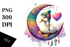 Colorful Pastel Duck on Half Moon PNG Product Image 1