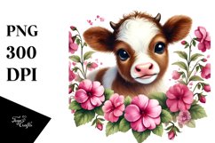 Cute Baby Gnome with Impatiens, Watercolor PNG Product Image 1