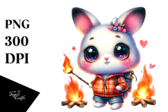 Vibrant Baby Rabbit with a Tiny Campfire Product Image 1