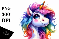Vibrant Cute Unicorn Clipart PNG Product Image 1