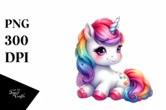 Vibrant Rainbow Baby Unicorn Watercolor | Sublimation | Product Image 3