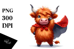 Highland Cow Superhero, Transparent PNG Product Image 1