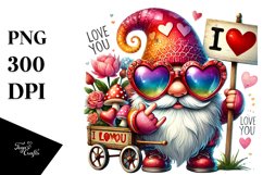 Valentines Gnome with Sunglasses PNG Product Image 1
