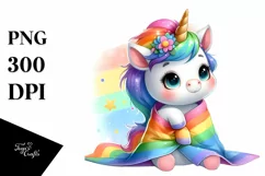 Cute Baby Unicorn Beach Towel Rainbow Clipart Product Image 1