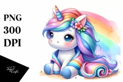 Cute Baby Unicorn Beach Towel Rainbow Clipart Product Image 3