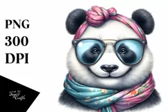 cute Panda Portrait with Silk Scarf and Sunglasses Product Image 1