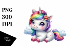 Cute Baby Unicorn Vibrant Rainbow Clipart Product Image 3