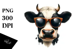 Funny Cow with Sunglasses PNG Product Image 1