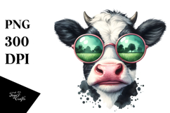 Funny Cow with Sunglasses, Transparent PNG Product Image 1