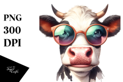 Funny Cow with Sunglasses PNG Product Image 1