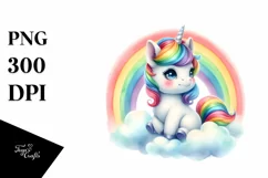 Cute Baby Unicorn Vibrant Rainbow Clipart Product Image 1