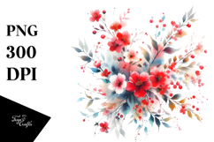 Vibrant Watercolor with Small Red Flowers Product Image 1