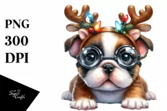 Enthusiastic Winter Bulldog PNG Product Image 3