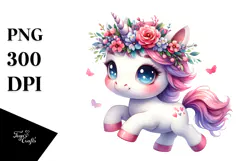 Cute Vibrant Baby Unicorn PNG Product Image 1