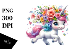 Cute Vibrant Baby Unicorn PNG Product Image 1