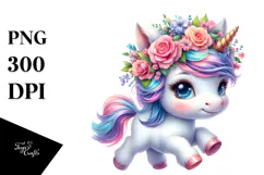 Cute Vibrant Baby Unicorn PNG Product Image 1