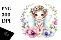 Cute Fairy Flowers Wreath | Sublimation Clipart Product Image 3