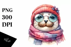 Funny Cute Seal Smiling Wearing a Scarf on the Head Product Image 1