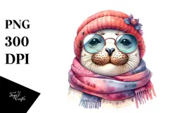 Funny Cute Seal Smiling Wearing a Scarf on the Head Product Image 1