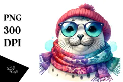Funny Cute Seal Smiling Wearing a Scarf on the Head Product Image 1
