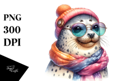 Funny Cute Seal Smiling Wearing a Scarf on the Head Product Image 1