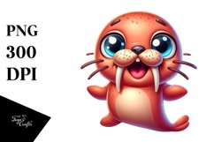 Colorful Crazy Baby Walrus Clipart Product Image 1