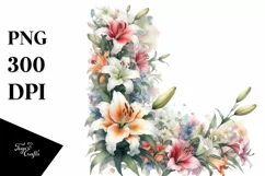 Washed Watercolor Colorfull Lily PNG Product Image 3
