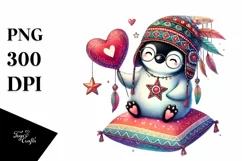 Colorful Pastel Penguin on Star PNG Product Image 1