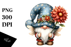 Cute Gnome with Large Chrysanthemum PNG Product Image 1
