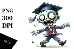 Simple Funny Zombie Halloween Clipart PNG Product Image 1