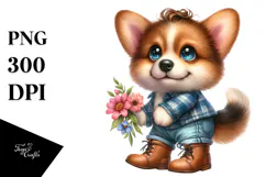 Sublimation Baby Pembroke Welsh Corgi Standing Boots Clipart Product Image 1