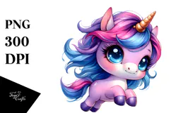 Cute Baby Unicorn Jumping PNG Product Image 1