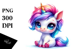 Cute Unicorn with Cool Haircut, PNG Product Image 1